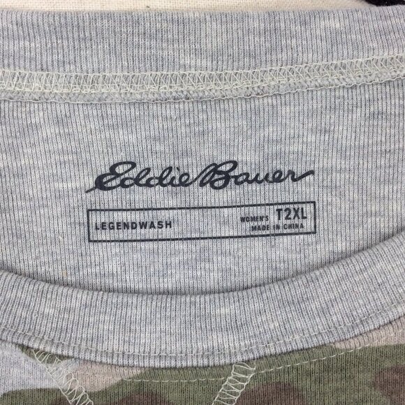 Eddie Bauer Legend Wash Sweatshirt Womens Size T2XL Tall 2XL Camo Raglan Sleeve - Picture 7 of 8